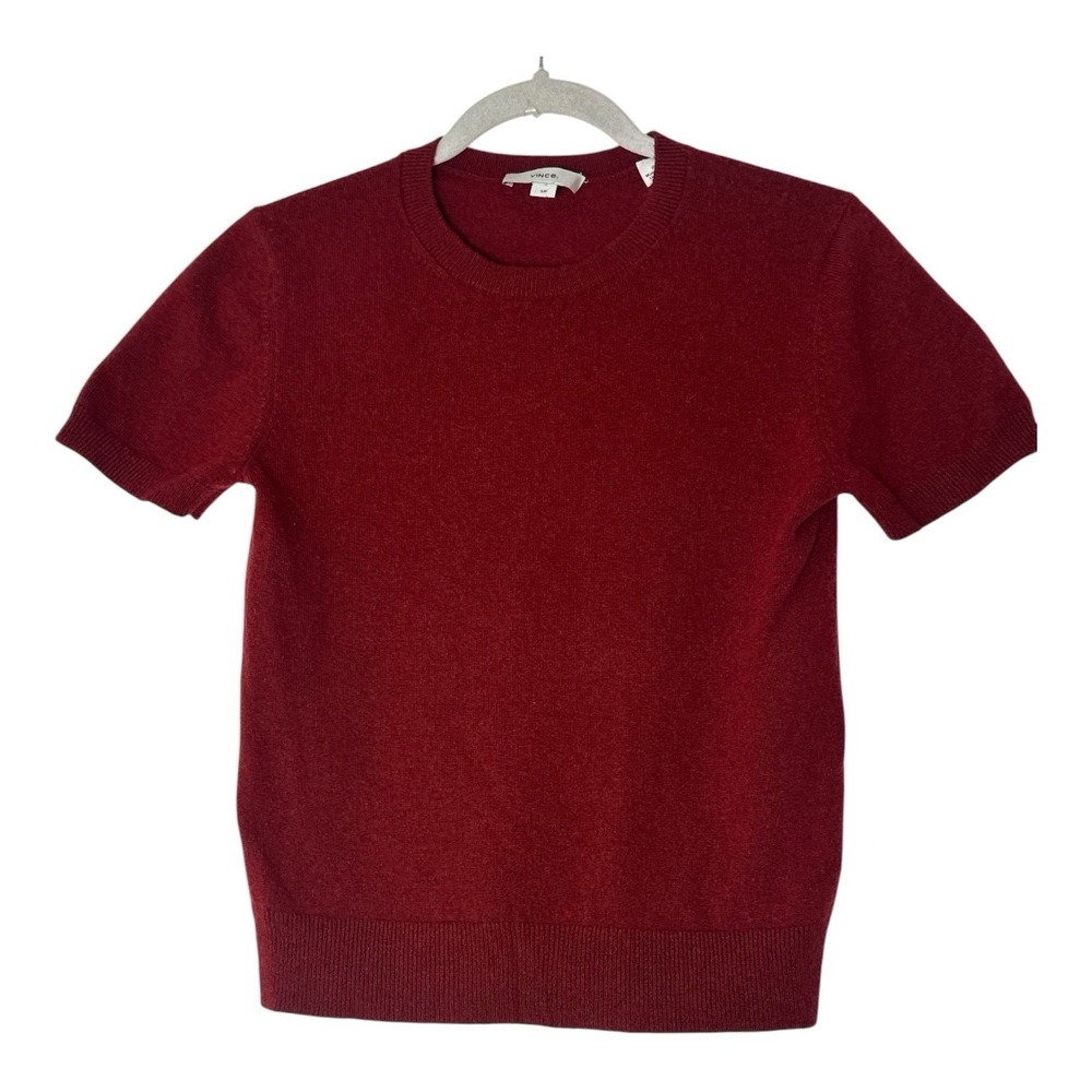 Vince Wool Cashmere Sweater Top Women's Small Short Sleeve Crewneck Stretch